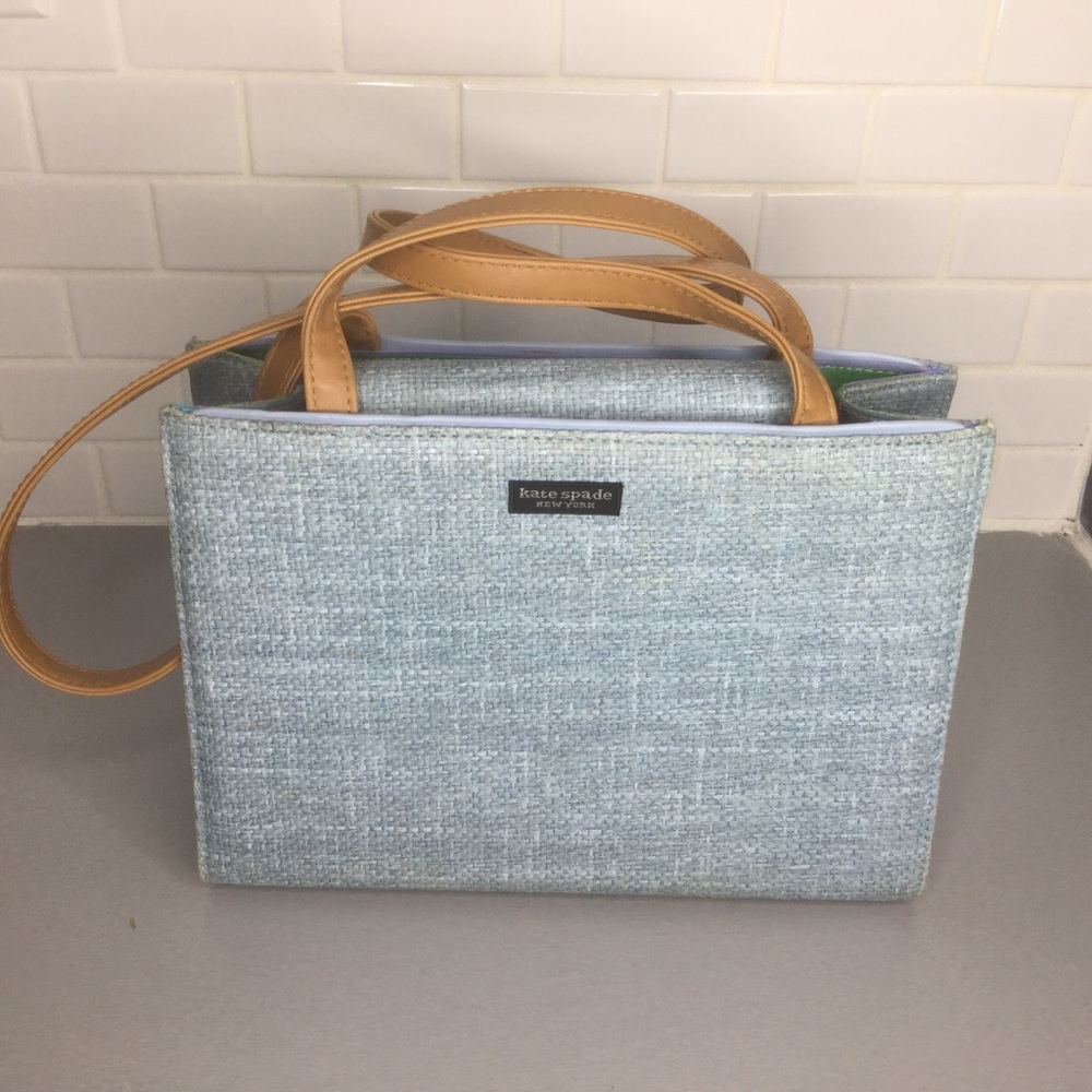 - - Kate Spade  straw blue shoulder bag 11x8…